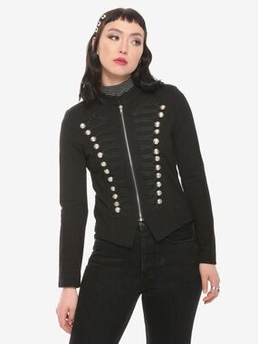 NWT! Black Military-Style Zip Front Women's Blazer